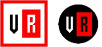 Kennzeichen „Völkische Revolution“/„Völkische Renaissance“ mit den Buchstaben „V R“ in schwarz-weiß-rot – quadratisch und in weiß-schwarz-rot – rund
