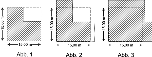 Abb. 1 bis 3: Grundrissformen zur Bestimmung der Höchstwerte für Fassaden nach Tabelle 8